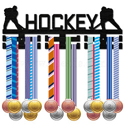 Fashion Wood Medal Hanger Holder, 2 Line Display Wall Rack, with Screws & Anchor Plug, Hockey, Word, 145x400mm, Hole: 5mm(ODIS-WH0041-055)