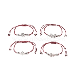 Alloy Link Bracelet for Women, Mixed Shape, Red, Inner Diameter: 5/8~3-5/8 inch(1.6~9.3cm)(BJEW-JB09302)