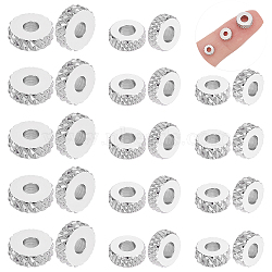 Unicraftale 60Pcs 3 Styles 201 Stainless Steel Spacer Beads, Flat Round with Diamond Texture, Stainless Steel Color, 5~8x2mm, Hole: 2mm, 20pcs/style(STAS-UN0038-03)