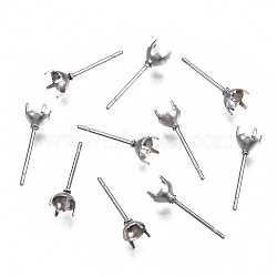 316 Surgical Stainless Steel Stud Earring Setting, Fit for Rhinestone, Stainless Steel Color, Fit for 3.5mm Rhinestone, 13.5x4mm, Pin: 0.6mm(X-STAS-S117-023A)