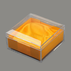 Plastic Jewelry Boxes, with Cloth, Square, Gold, 95x95x54mm(OBOX-G007-02)