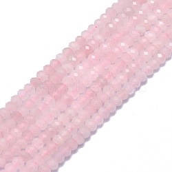 Natural Rose Quartz Beads Strands, Faceted, Rondelle, 6x4mm, Hole: 1mm, about 85~90pcs/strand, 15.55 inch(39.5cm)(G-F715-087)