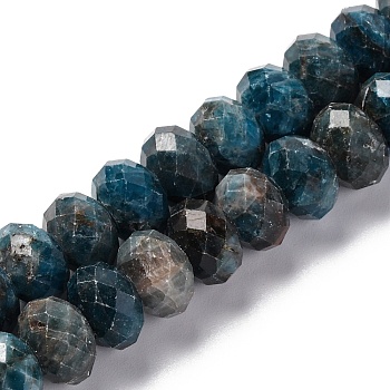 Natural Apatite Beads Strands, Faceted, Rondelle, 9.5~10x6~6.5mm, Hole: 1mm, about 59~60pcs/strand, 14.96''(38cm)