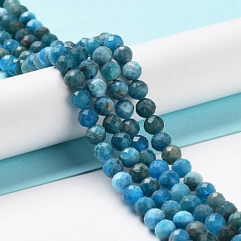 Natural Apatite Beads Strands, Faceted, Round, 5.5mm, Hole: 0.8mm, about 75pcs/strand, 15.55 inch(39.5cm)