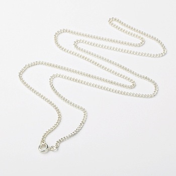 Iron Twisted Chains Necklace Making, with Brass Spring Ring Clasps, Silver Color Plated, 24 inch