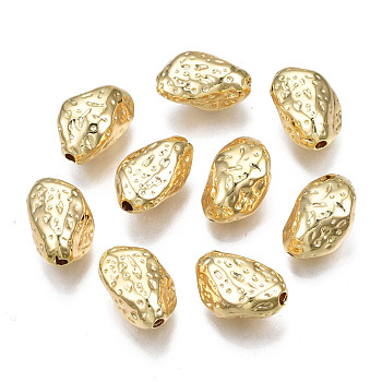 Brass Beads, Cadmium Free & Nickel Free & Lead Free, Imitation Stone Nugget, Real 18K Gold Plated, 15x10x7.5mm, Hole: 1.5mm