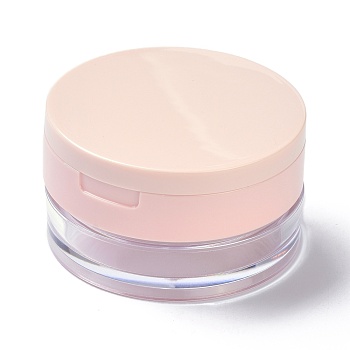 Reusable Plastic Loose Powder Bottles, Empty Bottles, DIY Makeup Powder Case, with Sponge Powder Puff, Mirror and Sifter, PeachPuff, 7x3.8cm