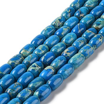 Natural Imperial Jasper Beads Strands, Dyed, Oval, Dodger Blue, 12.5x8.5mm, Hole: 1.6mm, about 32pcs/strand, 16.14''(41cm)