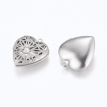 304 Stainless Steel Diffuser Locket Pendants, Photo Frame Charms for Necklaces, Heart, Stainless Steel Color, 22.5x19.5x6.5mm, Hole: 1.5mm, Inner Size: 11x14mm