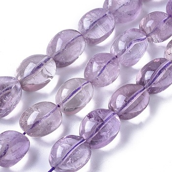 Natural Amethyst Beads Strands, Oval, 19.6~20.8x15~16x15~16mm, Hole: 1mm, about 19~21pcs/strand, 15.35 inch~15.74 inch(39~40cm)