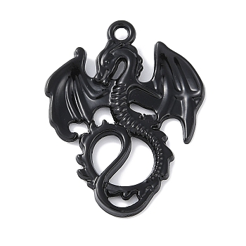 Alloy Pendants, Cadmium Free & Nickel Free & Lead Free, Dragon, Black, 34x26.5x2mm, Hole: 2mm