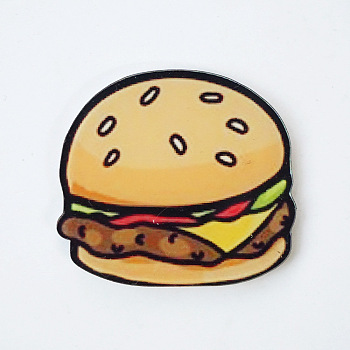 Acrylic Safety Brooches, with Iron Pin, Hamburger, Colorful, 34x38.5x8.5mm, Pin: 0.7mm