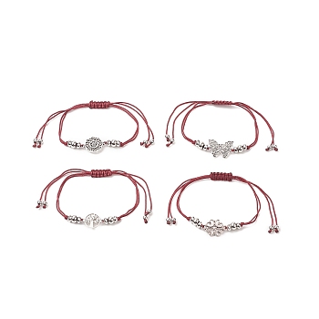 Alloy Link Bracelet for Women, Mixed Shape, Red, Inner Diameter: 5/8~3-5/8 inch(1.6~9.3cm)