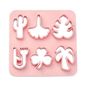 ABS Cookie Cutters, Cactus/Leaf/Flower, Pink, 100x100mm