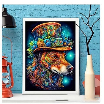 DIY Diamond Painting Stickers Kits For Kids, including Resin Rhinestone, Diamond Sticky Pen, Tray Plate, Glue Clay, Dog, 400x300x0.2mm, Resin Rhinestone: 2.5x1mm, 18 color, 1bag/color, 18bags