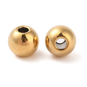 Titanium Steel Beads, Round, Golden, 6x5mm, Hole: 2mm