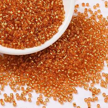 Cylinder Seed Beads, Silver Lined, Round Hole, Uniform Size, Orange, 2x1.5mm, Hole: 0.8mm, about 40000pcs/bag, about 450g/bag