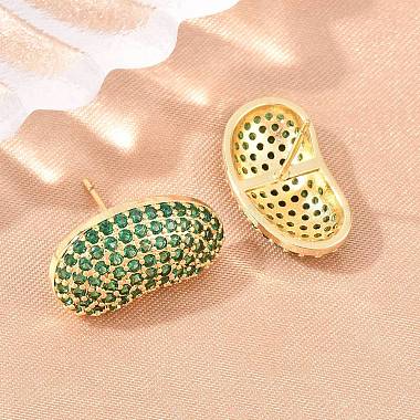 Brass Micro Pave Cubic Zirconia Stud Earrings(EJEW-K324-09G-03)-2