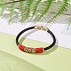 Japanese Seed Column with Evil Eye Beaded Bracelet with Cowhide Cords for Women(BJEW-JB09078-02)-2