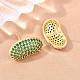 Brass Micro Pave Cubic Zirconia Stud Earrings(EJEW-K324-09G-03)-2