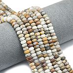 Natural Gobi Agate Beads Strands, Frosted, Rondelle, 6x4mm, Hole: 1mm, about 93~96pcs/strand, 14.57~14.76inch(37~37.5cm)(G-P575-A27-6x4mm)