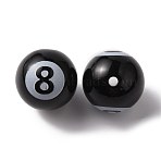 Sport Theme Opaque Resin Beads, Billiards, Black, 18mm, Hole: 2.4mm(X1-RESI-TAC0016-05)