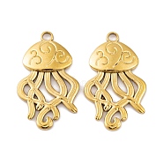 Ion Plating(IP) 304 Stainless Steel Pendants, Jellyfish Charm, Real 18K Gold Plated, 33x20x2.5mm, Hole: 2.8mm(STAS-G335-05G)