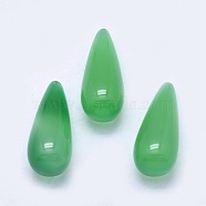 Natural Agate Beads, Dyed & Heated, teardrop, No Hole/Undrilled, Light Green, 20.5x9mm(X-G-P384-H)