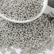 MIYUKI Round Rocailles Beads, Japanese Seed Beads, 8/0, (RR181) Galvanized Silver, 8/0, 3mm, Hole: 1mm, about 19000~20500pcs/pound(SEED-G008-RR0181)