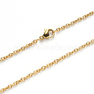 Vacuum Plating 304 Stainless Steel Cable Chain Necklace, with Lobster Claw Clasp, Golden, 19.68 inch(50cm), Link: 2.7x2x0.6mm(NJEW-S420-007B-G)