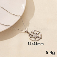 Animal Stainless Steel Ring with Star Pendant Necklace for Women, Trendy Lock Chain Jewelry(QG3482-7)