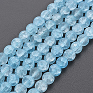 Crackle Glass Beads Strands, Dyed & Heated, Frosted, Round, Cornflower Blue, 6mm, Hole: 1mm, about 65~68pcs/strand, 15.35~15.75 inch(39~40cm)(GLAA-S192-D-007C)