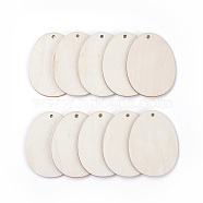 Wood Pendants, Oval, Beige, 79x60x2mm, Hole: 4mm, about 10pcs/bag(WOOD-TAC0002-01-C)