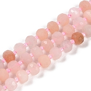 Natural Pink Aventurine Beads Strands, Faceted, Rondelle, with Seed Beads, 7.5~8x6.5mm, Hole: 1.4mm, about 45~46pcs/strand, 15.75''(40cm)(G-H057-A07-01)