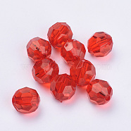Transparent Acrylic Beads, Faceted, Round, Red, 16x15.5mm, Hole: 2.4mm, about 233pcs/500g(TACR-Q257-16mm-V12)