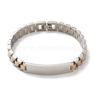 304 Stainless Steel Bracelets, Watch Band Men's Bracelets, Mixed Style, Golden & Stainless Steel Color, 200x10mm(BJEW-I129-I-C)