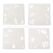4Pcs 4 Styles PET Out Drawing Painting Stencils, for DIY Scrapbook, Photo Album, Leaf, 300x300x0.2mm, 1pc/style(DIY-XCP0003-06)