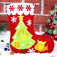 DIY Non-woven Fabric Christmas Sock Kits, including Fabric, Needle, Cord, Christmas Tree(DIY-Q031-02D)