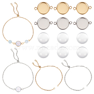 DIY Blank Dome Bracelet Making Kit, Including 304 Stainless Steel Cable Chain Slider Bracelet & Cabochon Connector Settings, Glass Cabochons, Golden & Stainless Steel Color, 24Pcs/box(DIY-UN0003-94)