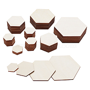 70Pcs 4 Style Unfinished Wood Slices, Laser Cut Wood Shapes, for DIY Painting Ornament, Pyrography Craft, Hexagon, Blanched Almond, 2.55~7.8x2.95~8.9x0.25cm(DIY-NB0007-67)