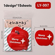 Christmas Theme Paper Self-Adhesive Stickers, for Presents Decoration, Apple, 56x50x0.2mm, sheets/bag(DIY-M070-10B)