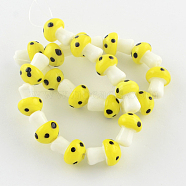 Mushroom Handmade Lampwork Beads Strands, Yellow, 16x12mm, Hole: 2mm, about 20pcs/strand, 13.7 inch(X-LAMP-R116-08)