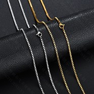 Stainless Steel Box Chain Necklace, Real 18K Gold Plated, 17.72 inch(45cm)(NJEW-YWC0001-02G-01)