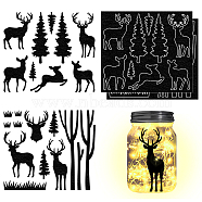 Silhouette Paper, for Lighting Decoration, Paper Cut Light Box, Deer, 150x170mm, 4pcs/set(AJEW-WH0529-005)