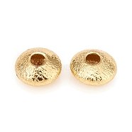 Brass Spacer Beads, Long-Lasting Plated, Textured, Flat Round, Golden, 5x2.5mm, Hole: 1.4mm(X-KK-D160-26G)