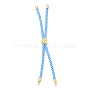 Twisted Nylon Cord Silder Bracelets, Link Bracelet Making for Connector Charm, with Long-Lasting Plated Golden Brass Cord End & Alloy Tree of Life, Light Blue, 8-3/4~8-7/8 inch(22.2~22.6cm), Hole: 2mm(DIY-B066-03G-10)