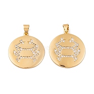 Brass Micro Pave Cubic Zirconia Pendants, Real 18K Gold Plated Crab Charms, Clear, 25.5x22.5x1.5mm, Hole: 5.5x3.5mm(KK-E108-20G)