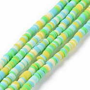 Handmade Polymer Clay Beads Strands, for DIY Jewelry Crafts Supplies, Heishi Beads, Disc/Flat Round, Pale Turquoise, 3x0.6~1.2mm, Hole: 1.6~1.8mm, about 412pcs/strand, 15.94 inch(40.5cm)(CLAY-R089-3mm-011)