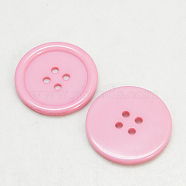 Resin Buttons, Dyed, Flat Round, Pink, 18x3mm, Hole: 2mm, 395pcs/bag(RESI-D030-18mm-05)