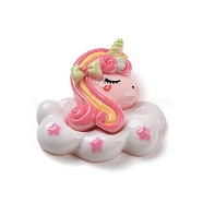 Opaque Resin Decoden Cabochons, Cartoon Horse with Cloud, White, 26x26.5x9mm(RESI-R447-05C)